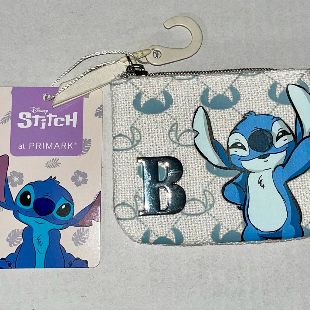 Primark Disney Stitch Small 3.5" x 4.25" Zipper Coin Purse w/ Metal "B” Initial